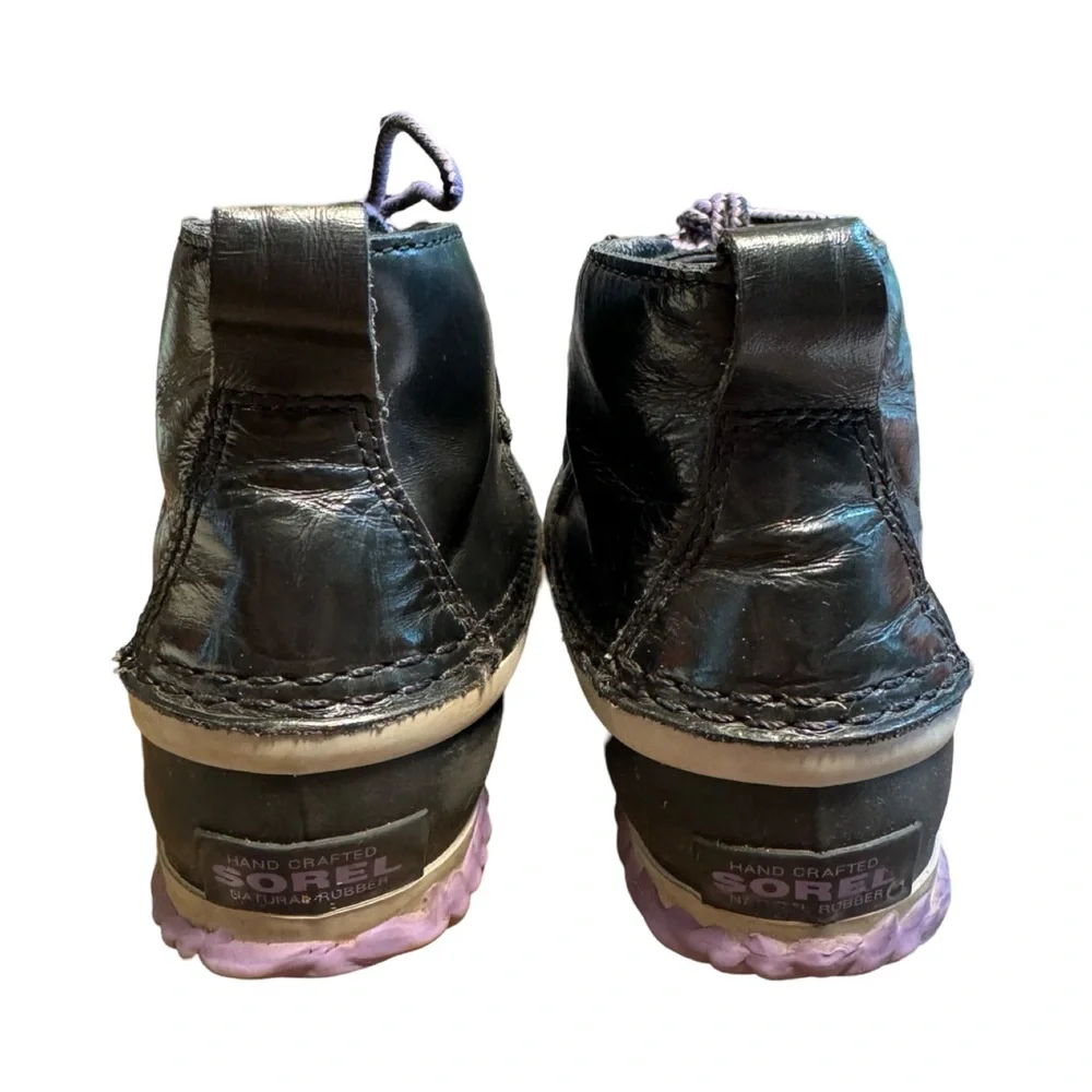 Sorel Out N About kids Duck Snow Boots Winter Rain Shoes Purple Black - Picture 2 of 10
